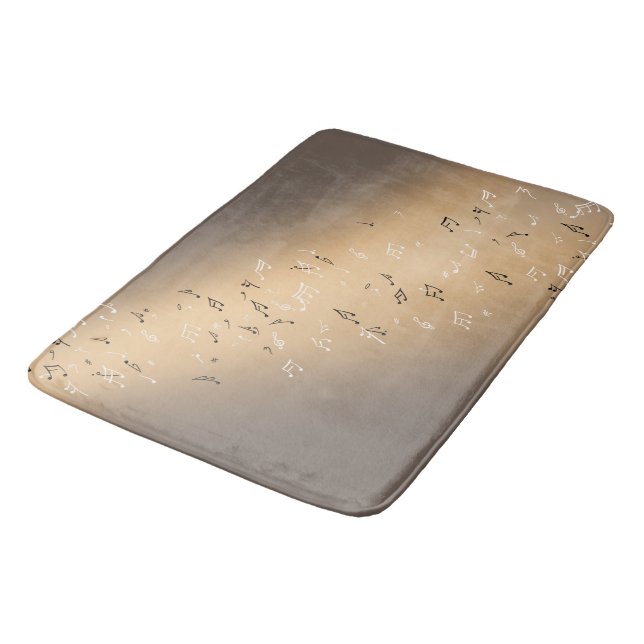 Tapete De Banheiro Notas Musicais Ouro Luz Bath Mat (Angulado)