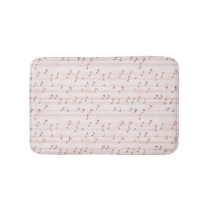 Tapete De Banheiro Notas Musicais Rosa Bege