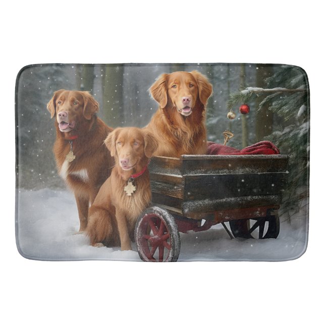 Tapete De Banheiro Nova Escócia Duck Toller Retriever Snowy Sleigh (Frente)