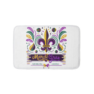 Tapete De Banheiro Nova Orleans Mardi Gras verde-roxo