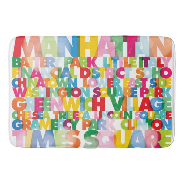 Tapete De Banheiro NYC Boroughs Bath Mat (Frente)