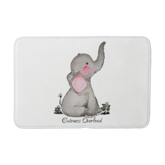Tapete De Banheiro O elefante bonito do bebê da aguarela com cora &
