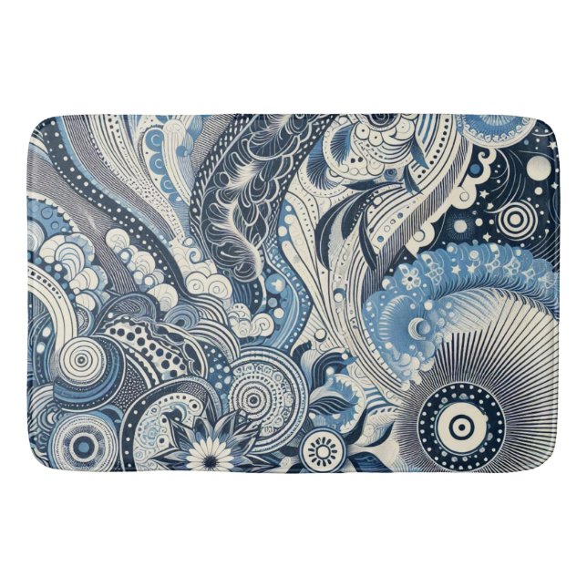 Tapete De Banheiro O Home Studio Indigo Bloom (Frente)