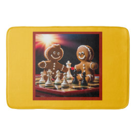 Tapete De Banheiro O Homem De Pão De Gengibre Joga Xadrez Com Sua Irm