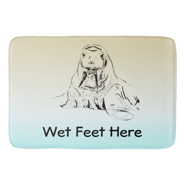 Tapete De Banheiro O lápis molhado bonito dos pés do azul de gelo do (Frente)