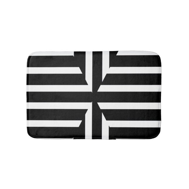 Tapete De Banheiro O sólido preto e branco moderno listra a esteira (frente)
