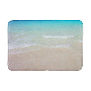 Tapete De Banheiro Oceano Azul Tropical e Areia de Praia