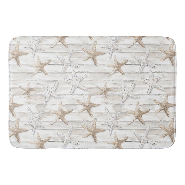 Tapete De Banheiro Oceano Creme White Beach Starfish (Frente)