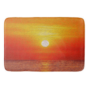Tapete De Banheiro Oceano de Aquarela Ondas de Verão Sunset
