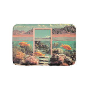 Tapete De Banheiro Oceano Desértico Surreal com Porta