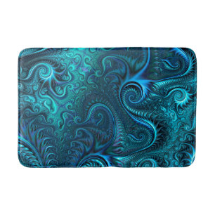 Tapete De Banheiro Octopus Azul e Teal Padrão Espiral de Tentáculos