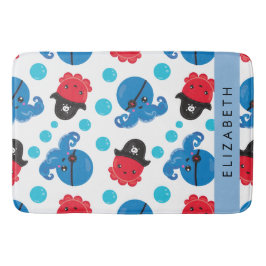 Tapete De Banheiro Octopus Pirata, Padrão Octopus, Mar, Seu Nome