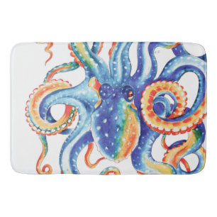 Tapete De Banheiro Octopus Watercolor Art Colorido
