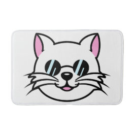 Tapete De Banheiro Óculos Pretos Vestidos de Gatos Brancos / Óculos e