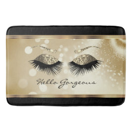 Tapete De Banheiro Olá, linda - Lindos Eyelashes com Dourado
