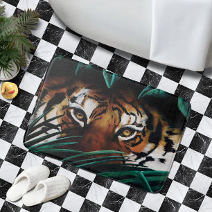 Tapete De Banheiro Olhos de Tigre de Selva Verde Intensa Folhas da Vi
