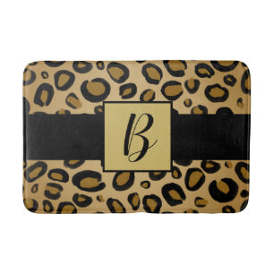 Tapete De Banheiro Onça Pintada Leopardo Impressão Manchas Dourado Be
