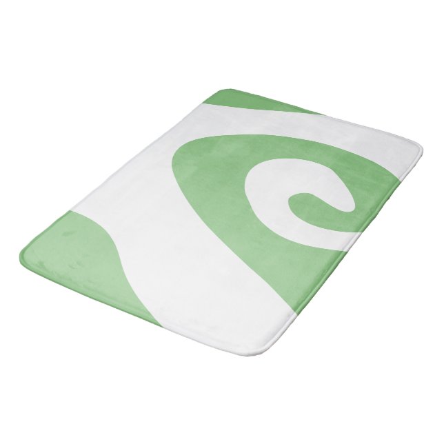 Tapete De Banheiro Onda Giratória de Sage e Branco (Angulado)