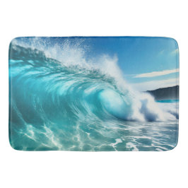 Tapete De Banheiro Onda Poderosa do Oceano Azul