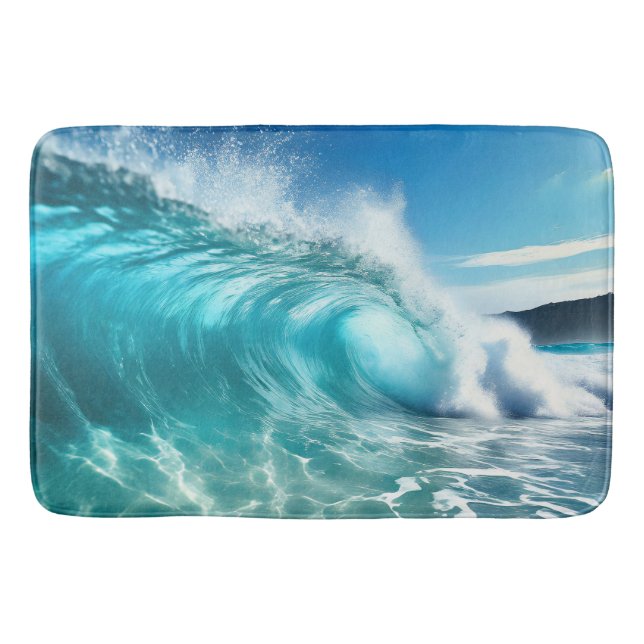 Tapete De Banheiro Onda Poderosa do Oceano Azul (Frente)