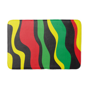 Tapete De Banheiro Onda Rasta Vermelho Amarelo Verde Preto