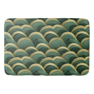 Tapete De Banheiro Ondas de Arcos Verdes e Douradas