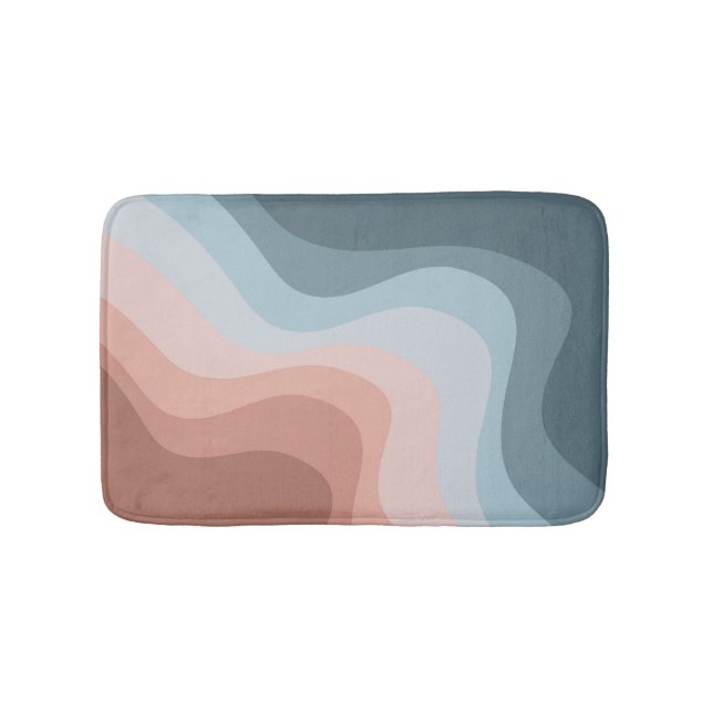 Tapete De Banheiro Ondas de estilo retro azuis e rosa (frente)