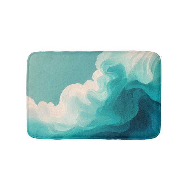 Tapete De Banheiro Ondas Fluídas em Azul e Branco (frente)