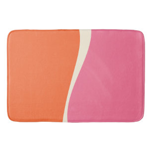 Tapete De Banheiro Ondas Simples 2 em Rosa, Laranja e Creme