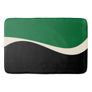 Tapete De Banheiro Ondas simples 2 em verde, creme e preto