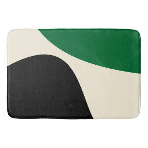 Tapete De Banheiro Ondas simples 4 em verde, creme e preto