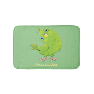 Tapete De Banheiro Óptica de desenho animado de periquito, verde e bo