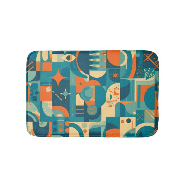 Tapete De Banheiro Orange and Teal Geometric Abstract (frente)