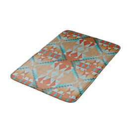Tapete De Banheiro Orange Brown Aqua Turquoise Blue Arte Tribal
