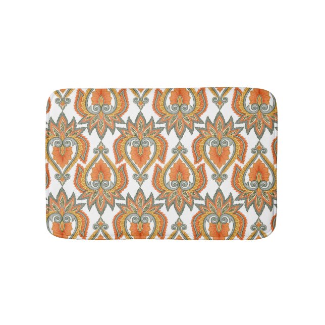 Tapete De Banheiro Orange Floral Paisley (frente)