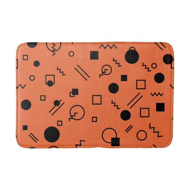 Tapete De Banheiro Orange, fun, trendy, geometric Memphis graphic (Frente)