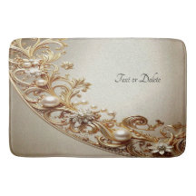 Ornate Gold Flourish Bath Mat