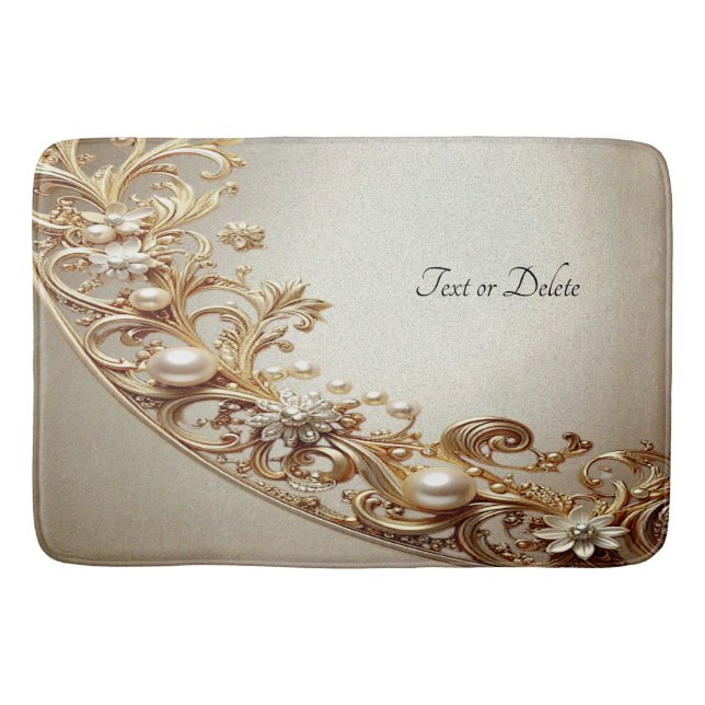 Tapete De Banheiro Ornate Gold Flourish Bath Mat (Frente)
