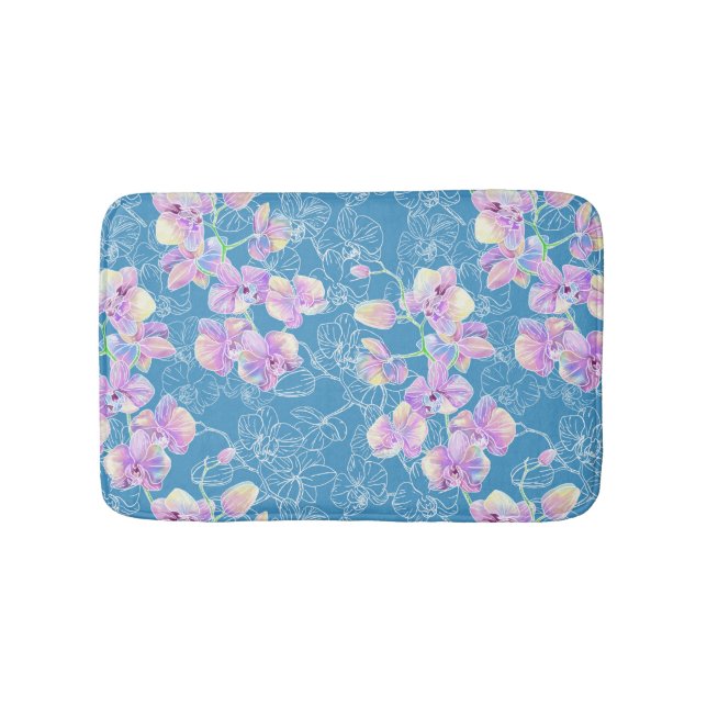 Tapete De Banheiro Orquídea pintada com aquarela (frente)