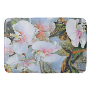 Tapete De Banheiro Orquídeas brancas cor-de-rosa flores aquarela
