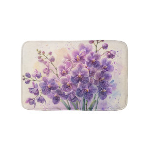 Tapete De Banheiro Orquídeas Roxas - Arte de Aquarela