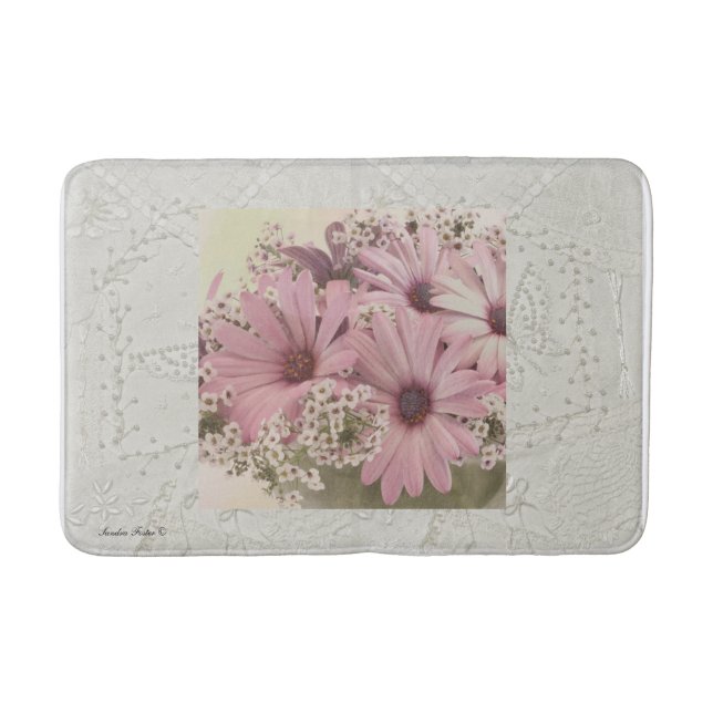 Tapete De Banheiro Osteosperno Bath Mat Rosa (Frente)