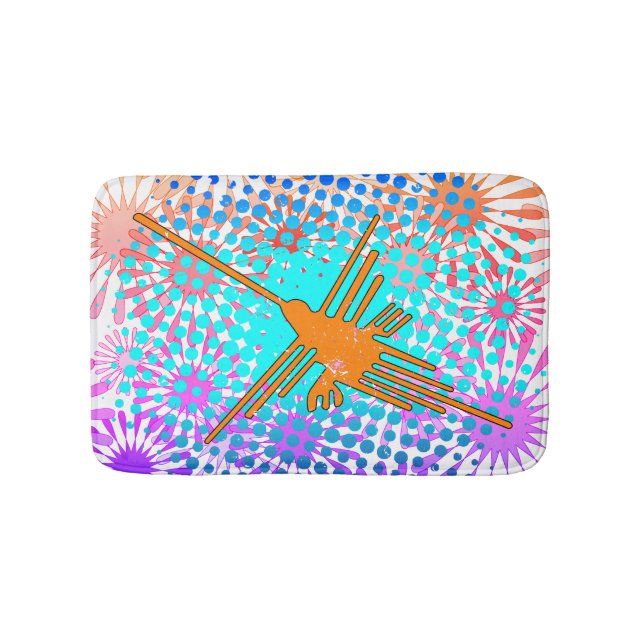Tapete De Banheiro Ouro angustiado Linhas Nazca Hummingbird (frente)