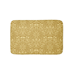 Tapete De Banheiro Ouro Damasco - Padrão Floral Barroco