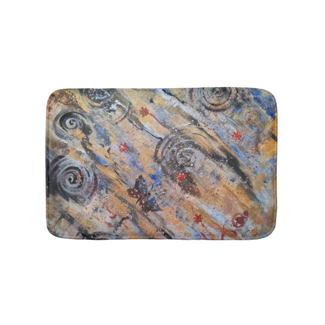 Tapete De Banheiro ouro de abstrato e borboleta prateada (frente)