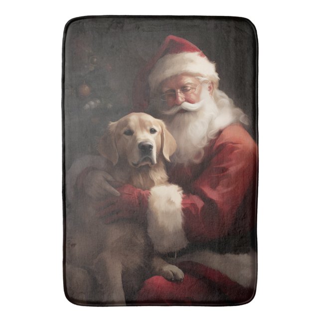 Tapete De Banheiro Ouro Retriever com Natal Clause (Frente Vertical)