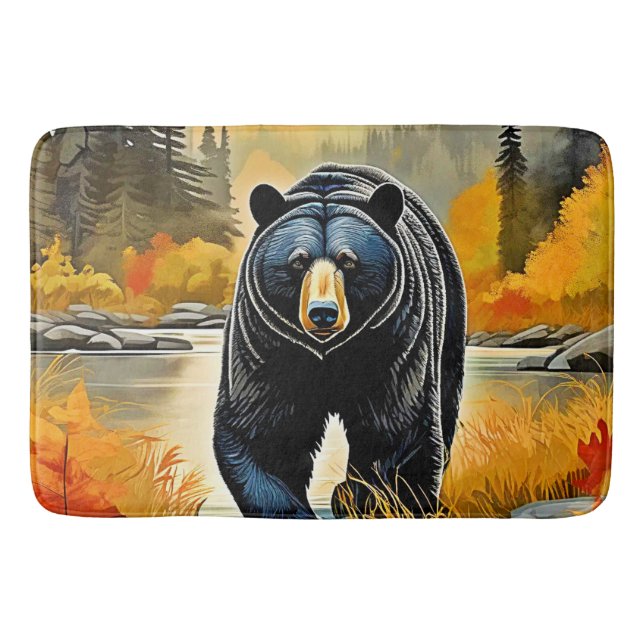 Tapete De Banheiro Outono do Urso Negro Florestal (Frente)
