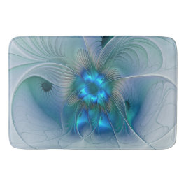 Tapete De Banheiro Ovinas de Pé, Fractal Turquesa Azul Abstrato