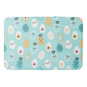 Tapete De Banheiro Ovos de Páscoa Lindos Padrão Ovos Pastel Kawaii