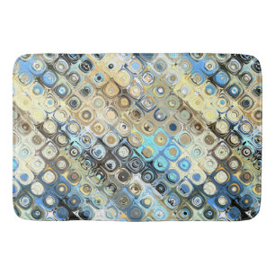 Tapete De Banheiro Padrão Abstrato Dourado E Azul